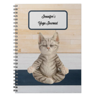 Caderno Espiral Diário de Gato de Yoga Personalizado