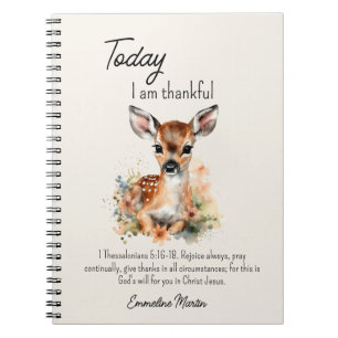 Caderno Espiral Diário de Gratidão Cristã Bíblia Verse Baby Deer