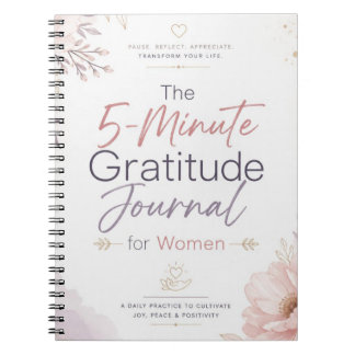 Caderno Espiral Diário de gratidão de 5 minutos lindamente projeta