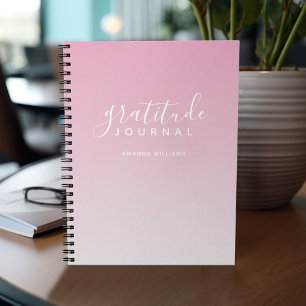 Caderno Espiral Diário de Gratidão de Padrão Ombre - rosa e bra