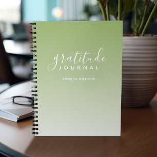 Caderno Espiral Diário de Gratidão de Padrão Ombre - verde e br