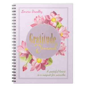 Caderno Espiral Diário de Gratidão do Lotus Rosa