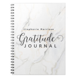 Caderno Espiral Diário de Gratidão do Padrão Marble - Cinza e bran