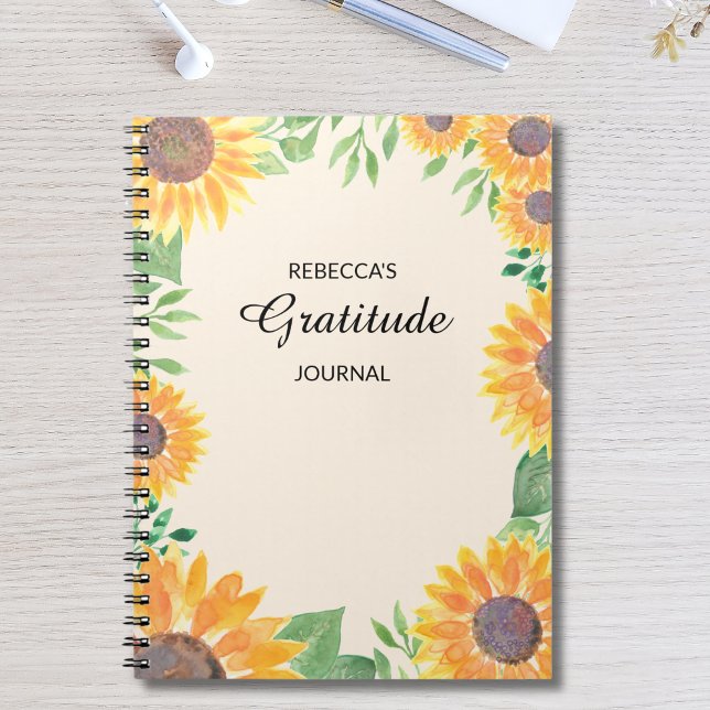 Caderno Espiral Diário de Gratidão Floral Personalizada (Criador carregado)