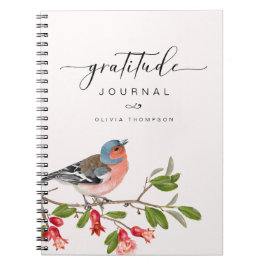 Caderno Espiral Diário de Gratidão Foliage para Pássaros, rosa per