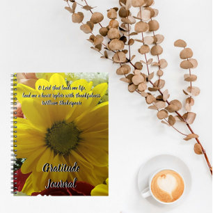 Caderno Espiral Diário de Gratidão Foto Floral Amarelo Daisy