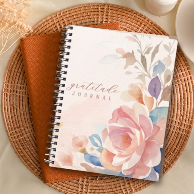 Caderno Espiral Diário de Gratidão Personalizada da Floral Waterco (Criador carregado)