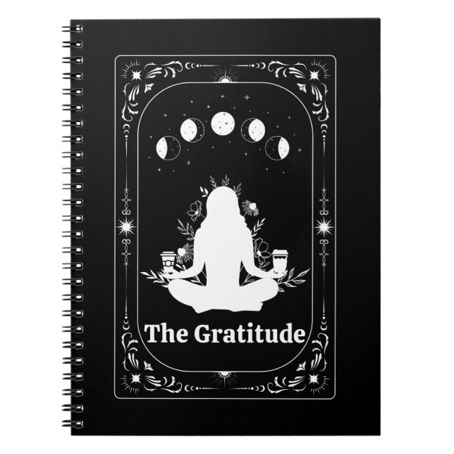 Caderno Espiral Diário de Gratidão Tarot Yoga Café Astrologia Pres (Frente)