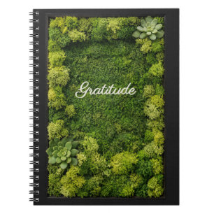 Caderno Espiral Diário de Gratidão Verde Musgo Estética Bem-Estar