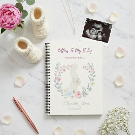 Caderno Espiral Diário de Gravidez Floral Bege Macio Lembrança