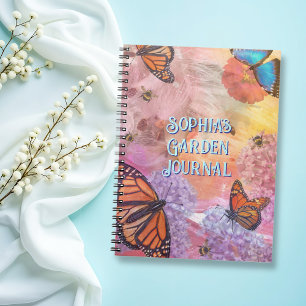 Caderno Espiral Diário de Jardim Personalizado Borboleta Abstrata