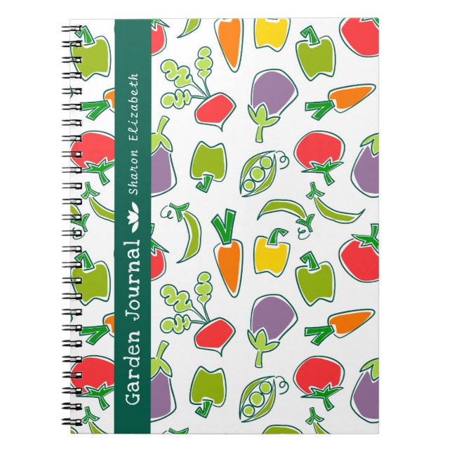 Caderno Espiral Diário de Jardim Personalizado de Veggies de Jardi (Frente)