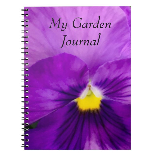 Caderno Espiral Diário de jardinagem do amor perfeito roxo (Frente)