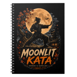 Caderno Espiral Diário de Kata ao Luar no Halloween Karate