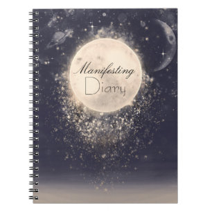 Caderno Espiral Diário de Manifestação Cósmica da Lua dos Sonhos