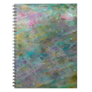 Caderno Espiral Diário de Mármore de Cristal Multicolorido Arco-ír