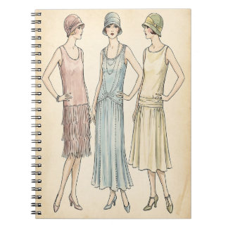 Caderno Espiral Diário de Moda Flapper dos Anos 1920 — Capa Art Dé