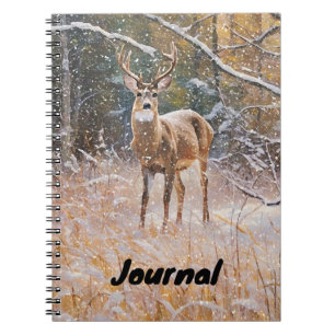 Caderno Espiral Diário de notebook Big Buck Deer Snow Art