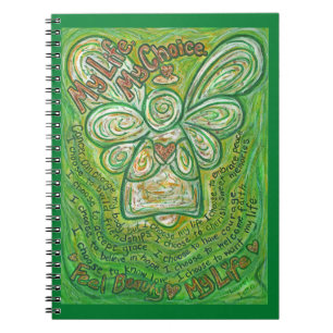Caderno Espiral Diário de notebook Cancer Poem Green Angel Art