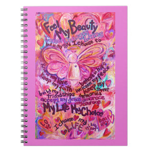 Caderno Espiral Diário de notebook Cancer Poem Pink Angel Art