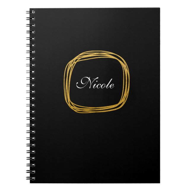 Caderno Espiral Diário de Notebook Moderno com Círculo Escrivível  (Frente)