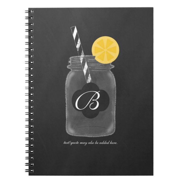 Caderno Espiral Diário de notebook personalizado Chalkboard Mason  (Frente)