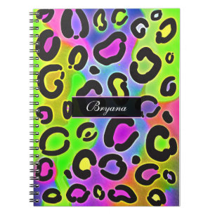 Caderno Espiral Diário de notebook Rainbow Cheetah Leopard Color
