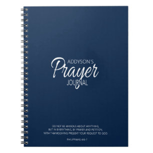 Caderno Espiral Diário de Oração Azul Marinho Branco