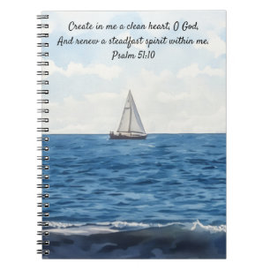 Caderno Espiral Diário de Oração com Versículo Bíblico de Barco à 