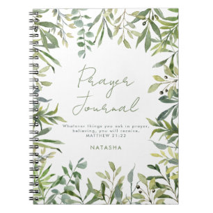 Caderno Espiral Diário de oração cristã moderna verde