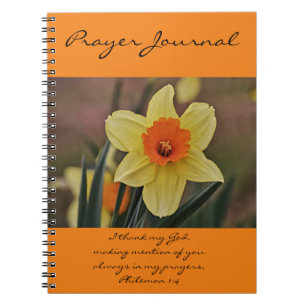 Caderno Espiral Diário de oração Daffodil Bonito Filemon 1:4