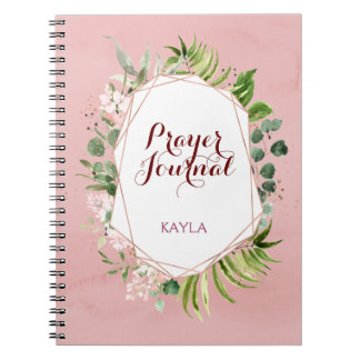 Caderno Espiral Diário de Oração de Nome Floral Dourado Rosa Rosa 
