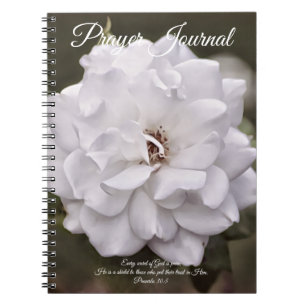 Caderno Espiral Diário de Oração de Rosa Branca Pura