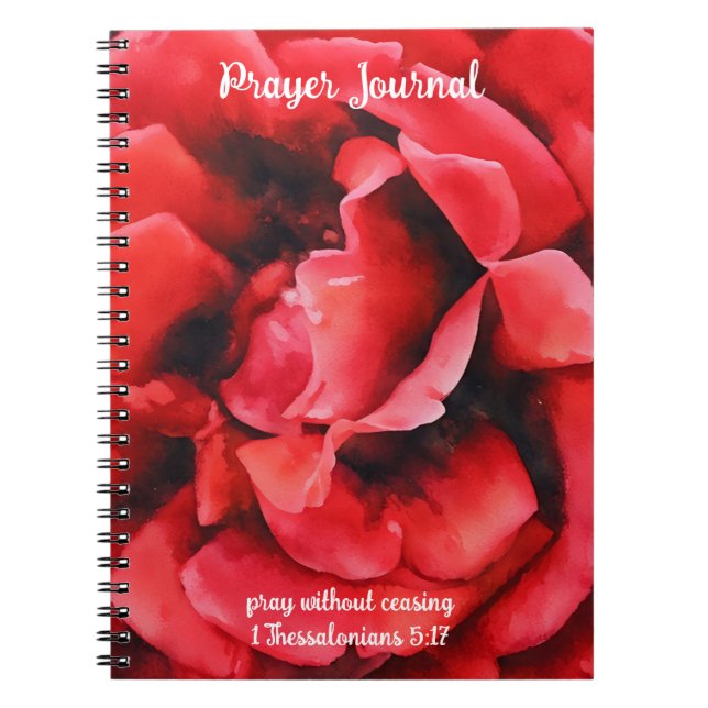 Caderno Espiral Diário de oração de rosas vermelhas (Frente)