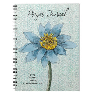 Caderno Espiral Diário de Oração do Estilo de Vintagem da Flor Azu