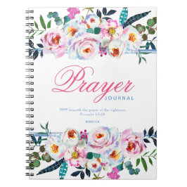 Caderno Espiral Diário de Oração Floral bonito Chamado Azul