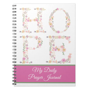 Caderno Espiral Diário de Oração Floral de HOPE Personalizado