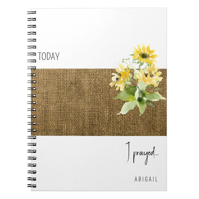 Caderno Espiral Diário de Oração Personalizada de Girassol Russo (Frente)