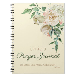 Caderno Espiral Diário de Oração Personalizada Floral de Waterc