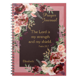Caderno Espiral Diário de Oração Personalizada Floral, Rosa-Rosa,