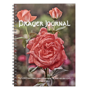 Caderno Espiral Diário de oração rosa-rosa pincelada Salm 126:3