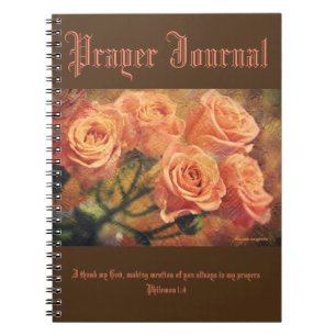 Caderno Espiral Diário de oração Rosas de laranja pintados