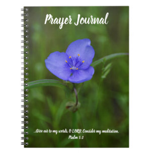 Caderno Espiral Diário de Oração Versículo da Bíblia Flor Azul da