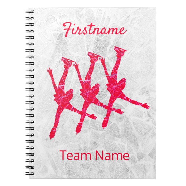 Caderno Espiral Diário de patinação sincronizado - gelo vermelho á (Frente)