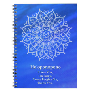 Caderno Espiral Diário de Perdão Ho'oponopono | Azul Brilhante