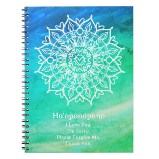 Caderno Espiral Diário de Perdão Ho'oponopono | Azul Verde