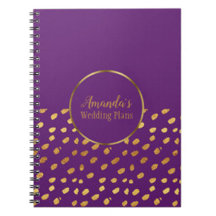 Caderno Espiral Diário de Planos de Casamento Violeta e Dourado El