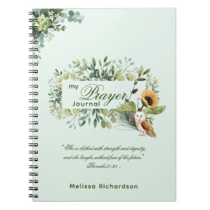 Caderno Espiral Diário de PRAYER Personalizado com Presente Cristã