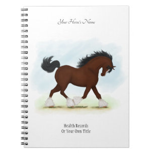 Caderno Espiral Diário de Proprietário de Cavalo Personalizado d