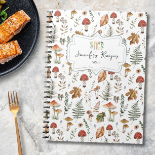 Caderno Espiral Diário de Receitas da Família com Padrão Botânico 